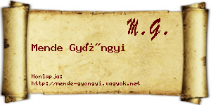 Mende Gyöngyi névjegykártya