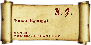 Mende Gyöngyi névjegykártya